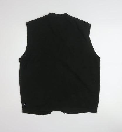 Chaps Men's Black Cotton V-Neck Sleeveless Vest Jumper L