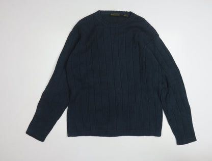 Timberland Men’s Blue Cotton Crew Neck Cable-Knit Jumper M