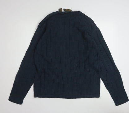 Timberland Men’s Blue Cotton Crew Neck Cable-Knit Jumper M