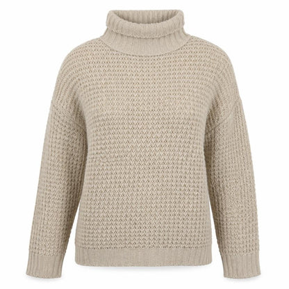 Boohoo Women Beige Roll Neck Chunky Knit Pullover Jumper L
