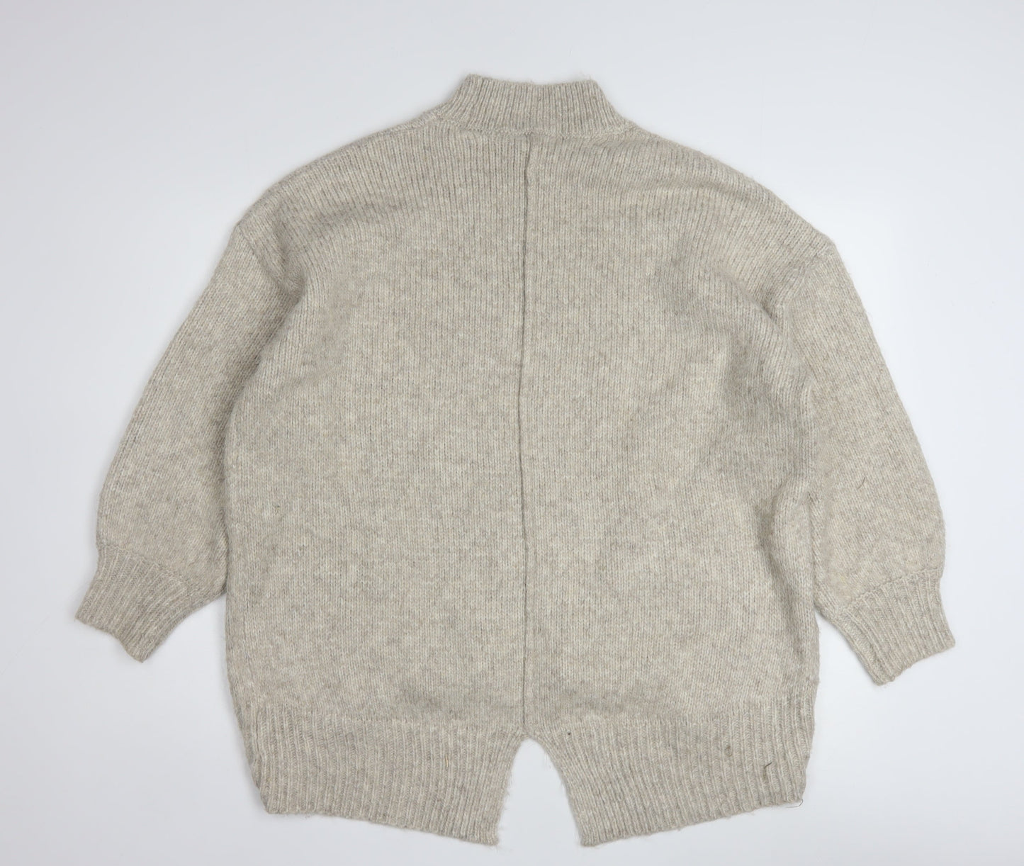 Tu Women Beige Mock Neck Chunky-Knit Jumper Size 18