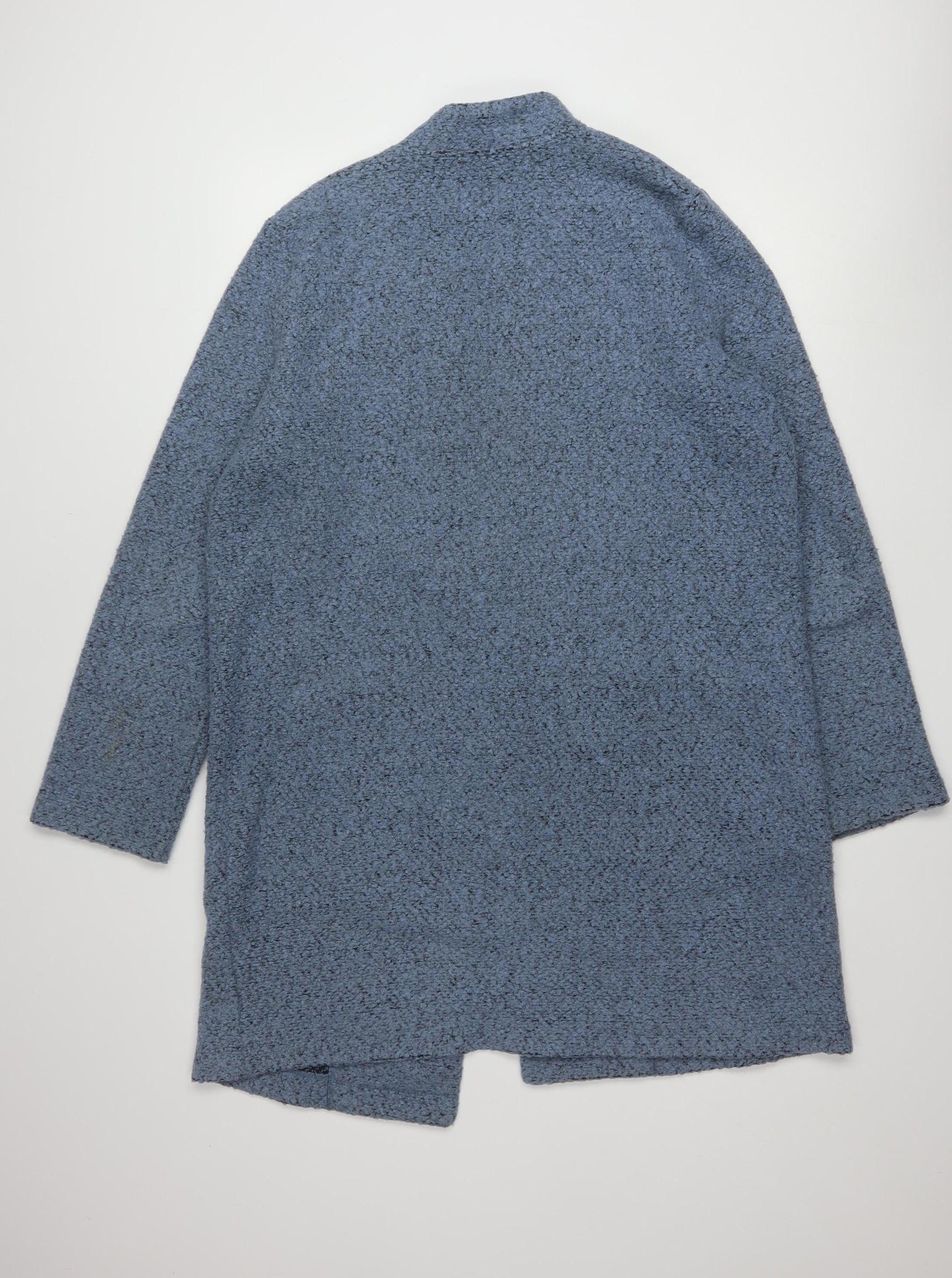 Tu Women’s Blue Polyester Coatigan L Open Front Mid-Length Casual