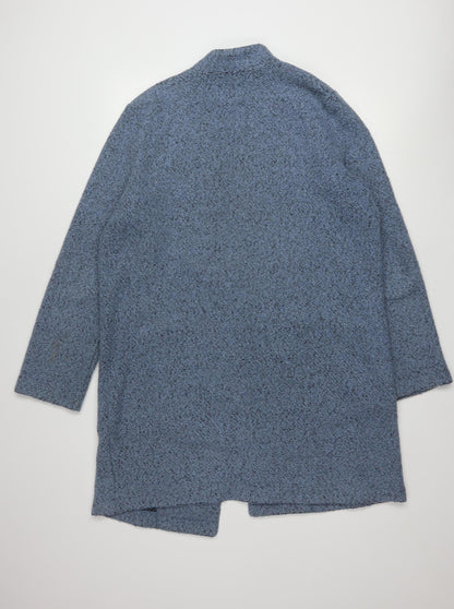 Tu Women’s Blue Polyester Coatigan L Open Front Mid-Length Casual