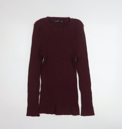 L.A. Knit Collection Women's Burgundy Long Sleeve Pullover Jumper Size L
