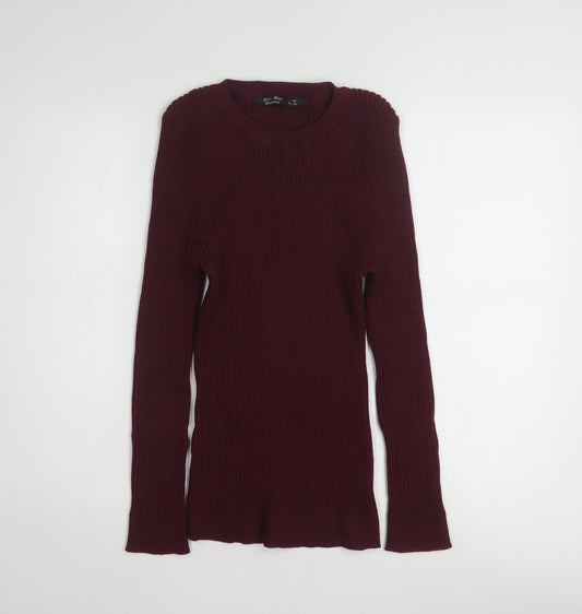 L.A. Knit Collection Women's Burgundy Long Sleeve Pullover Jumper Size L