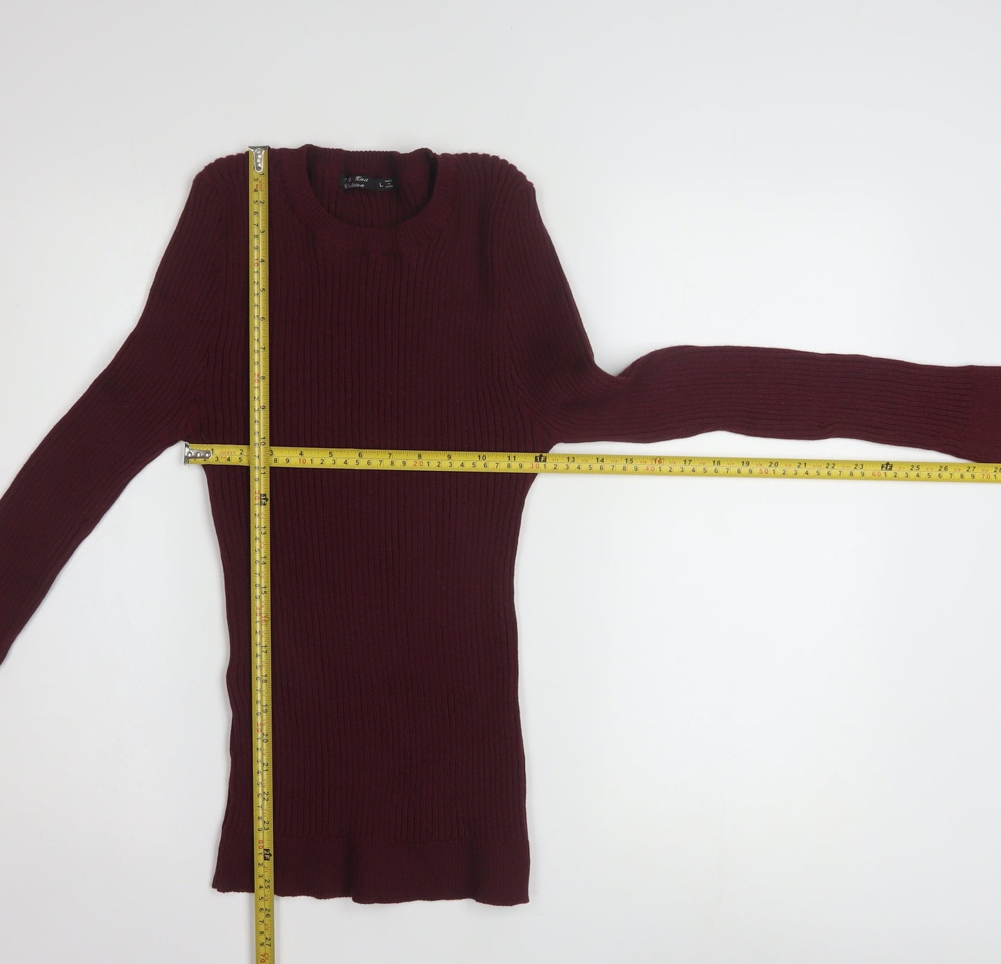 L.A. Knit Collection Women's Burgundy Long Sleeve Pullover Jumper Size L