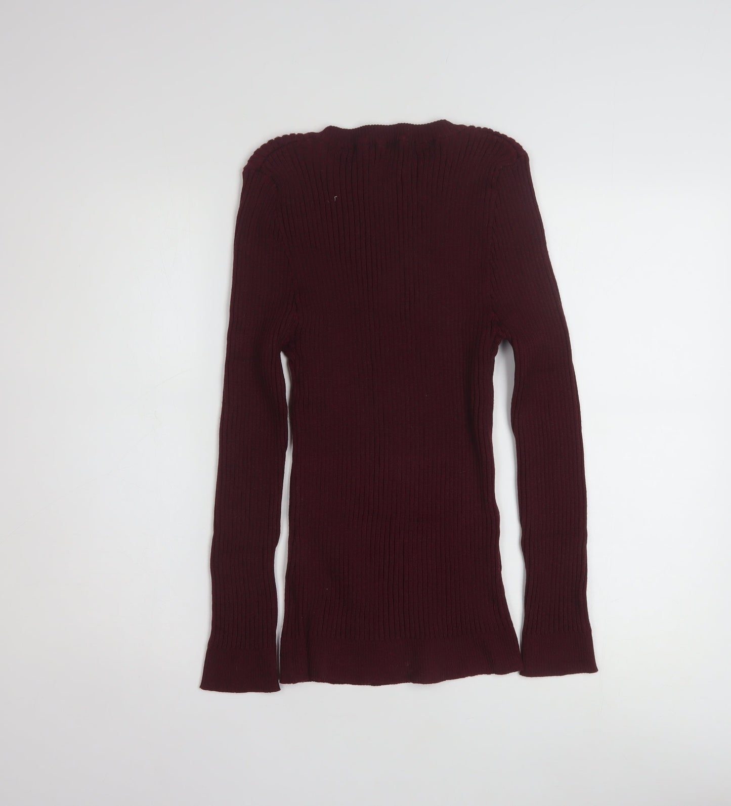 L.A. Knit Collection Women's Burgundy Long Sleeve Pullover Jumper Size L