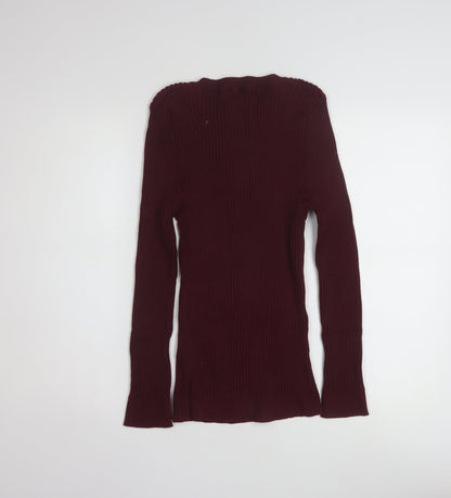 L.A. Knit Collection Women's Burgundy Long Sleeve Pullover Jumper Size L