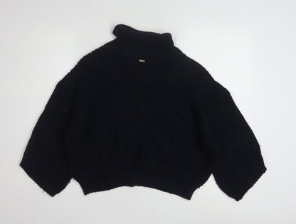 Armani Exchange Women's Black Roll Neck Chunky Knit Jumper Size S