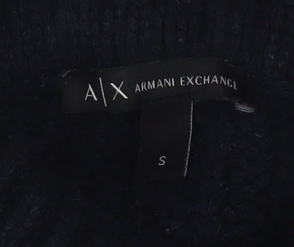 Armani Exchange Women's Black Roll Neck Chunky Knit Jumper Size S