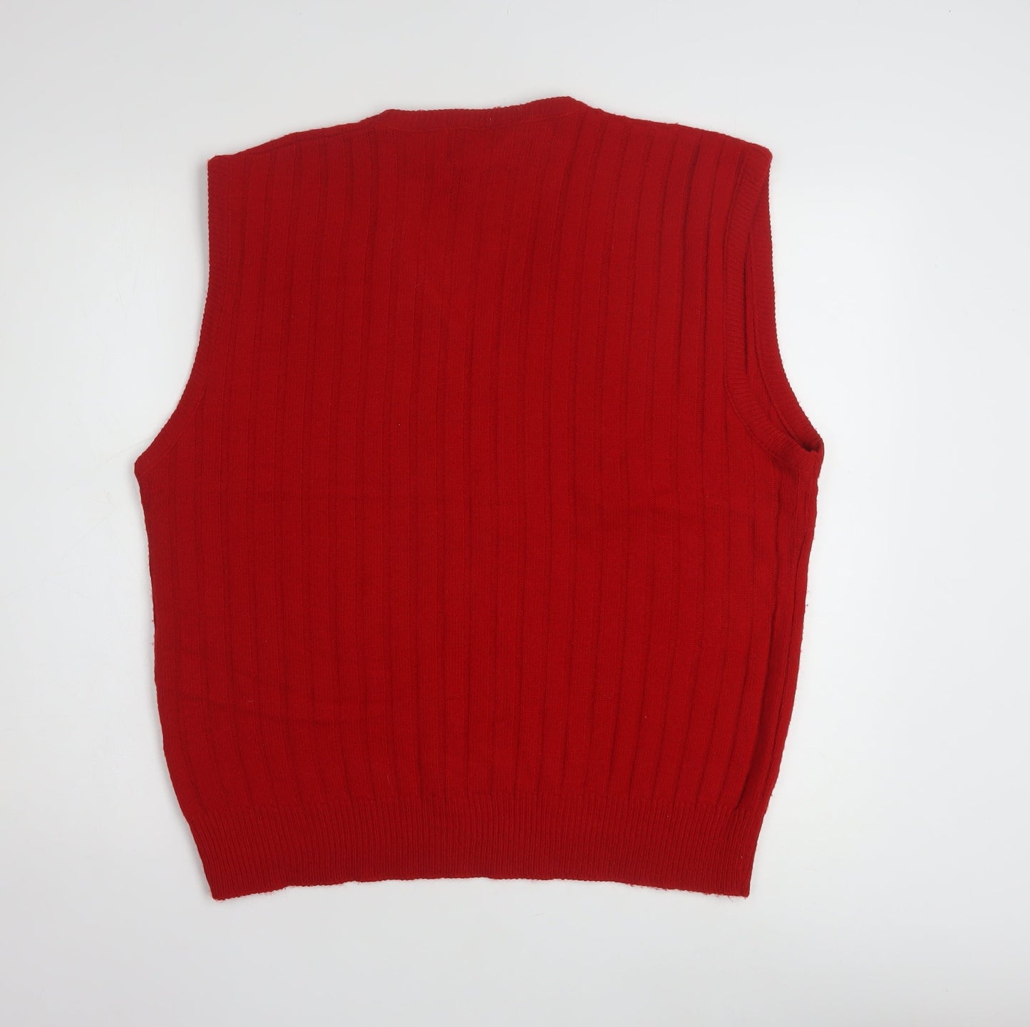 London Fog Men's Red Acrylic Knit Sleeveless V-Neck Vest XL