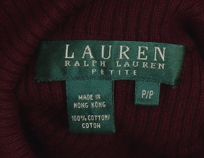 Ralph Lauren Women’s Petite Red Cotton Roll Neck Jumper Size S