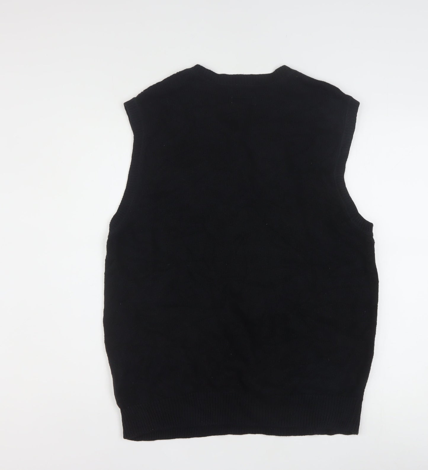 St. John's Bay Men's Black Cotton Knit Sleeveless V-Neck Vest M