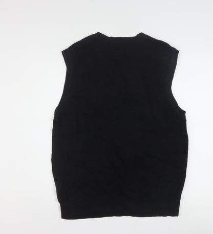 St. John's Bay Men's Black Cotton Knit Sleeveless V-Neck Vest M