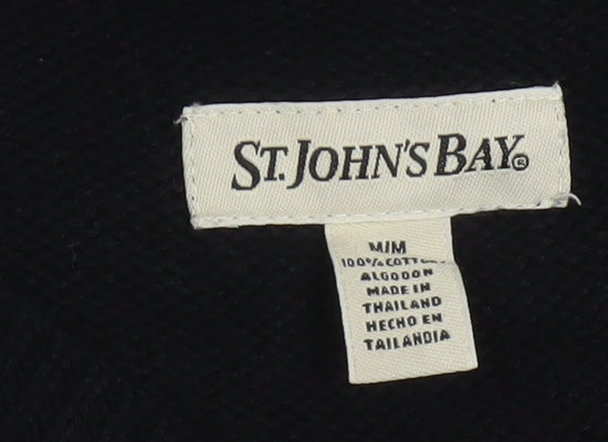 St. John's Bay Men's Black Cotton Knit Sleeveless V-Neck Vest M
