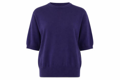Anne Klein Knitwear Women’s Purple Cotton Short Sleeve Jumper M