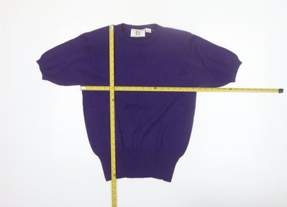 Anne Klein Knitwear Women’s Purple Cotton Short Sleeve Jumper M