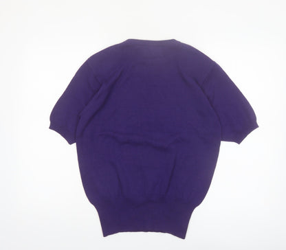 Anne Klein Knitwear Women’s Purple Cotton Short Sleeve Jumper M
