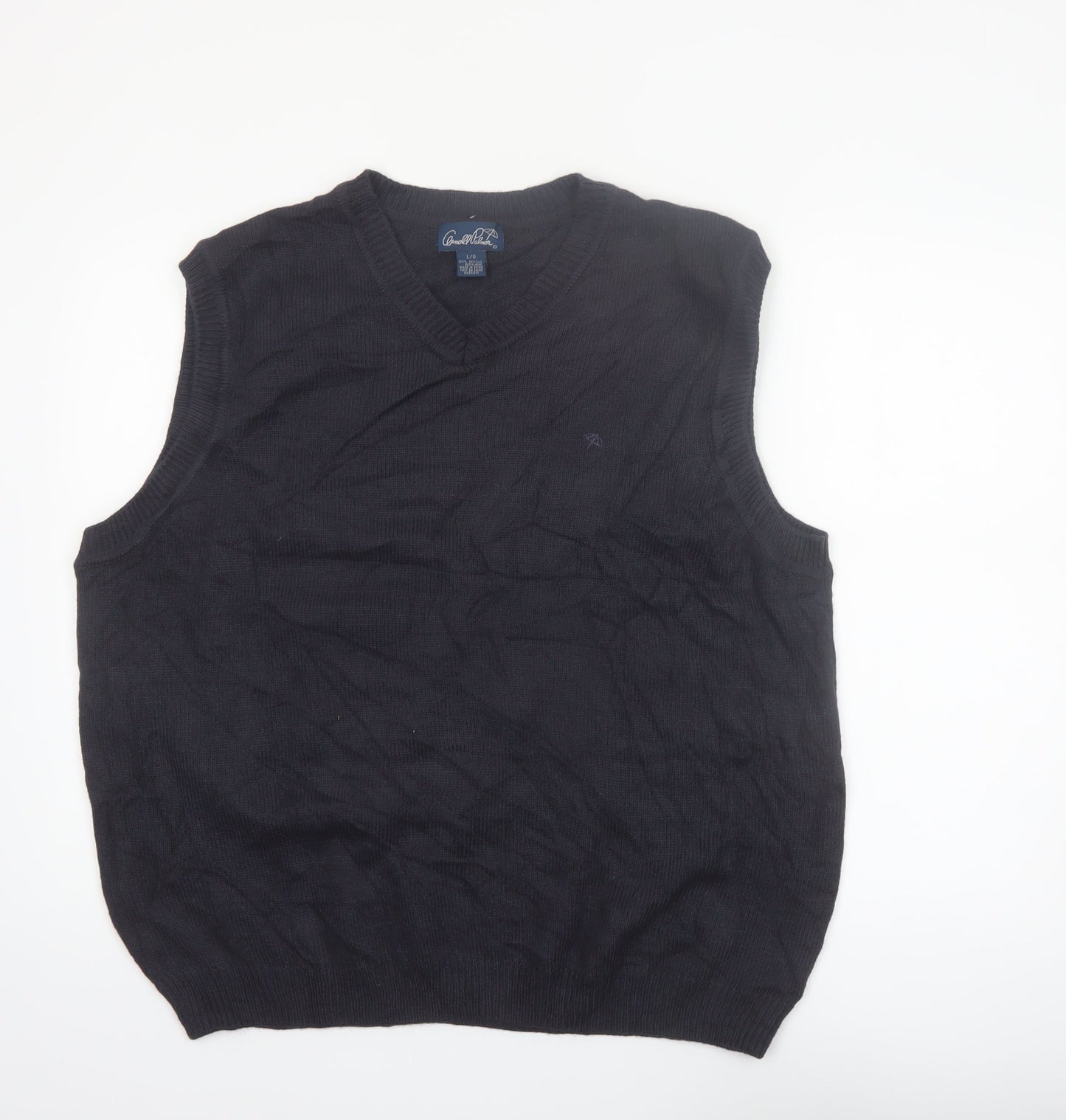 Arnold Palmer Men's Black V-Neck Sleeveless Acrylic Golf Vest L