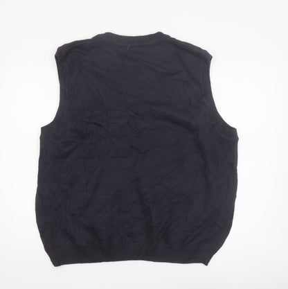 Arnold Palmer Men's Black V-Neck Sleeveless Acrylic Golf Vest L