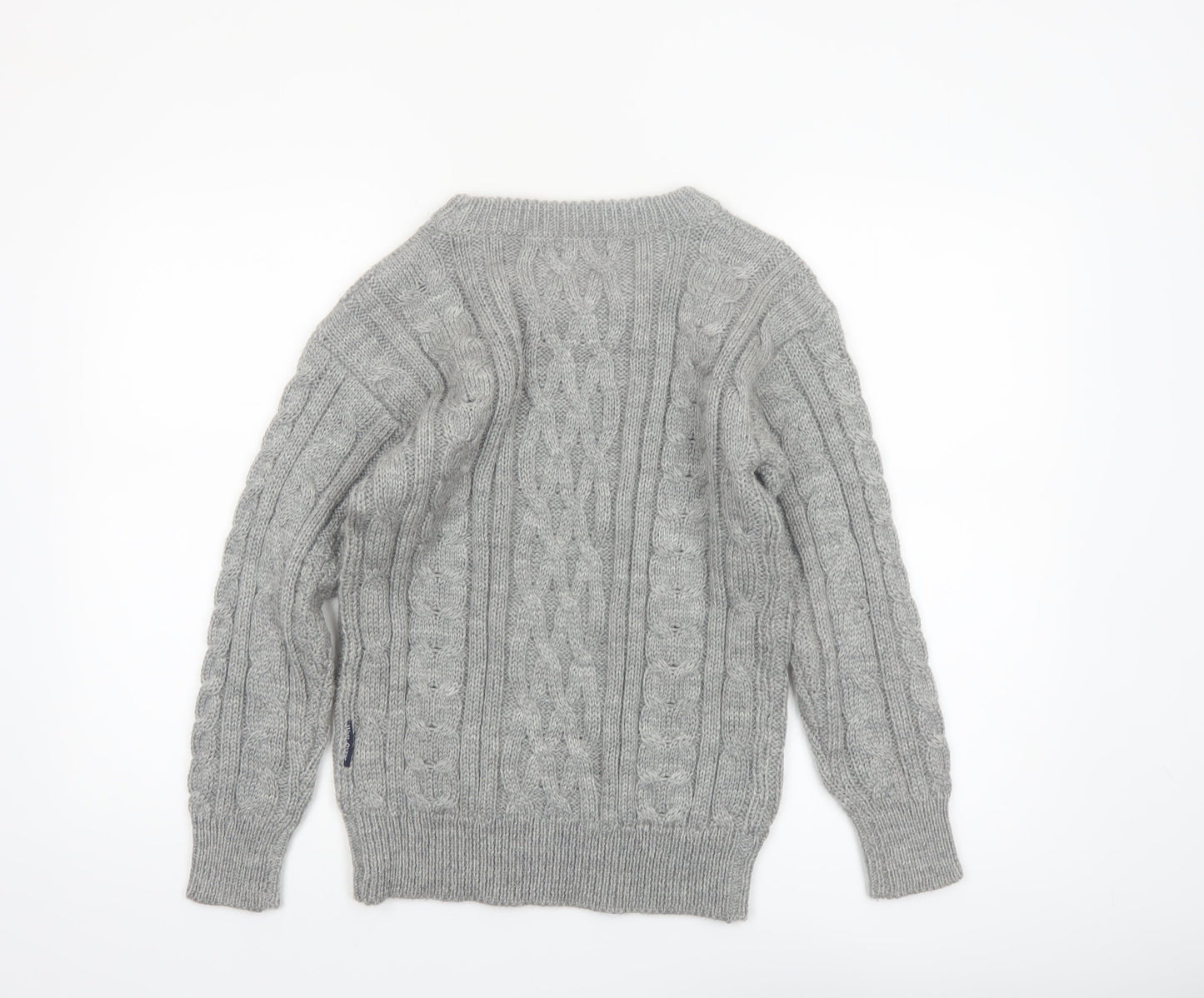 WoolOvers Women's Grey Cable-Knit Wool Jumper XS Classic Warm Winter