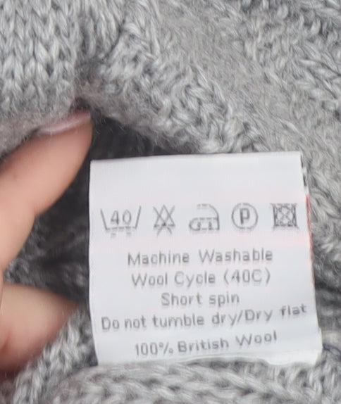 WoolOvers Women's Grey Cable-Knit Wool Jumper XS Classic Warm Winter