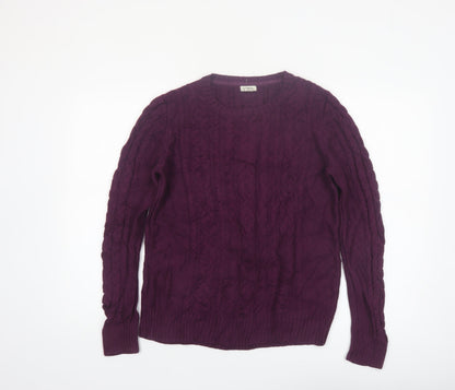 L.L. Bean Women's Purple Cotton Cable Knit Jumper M Regular