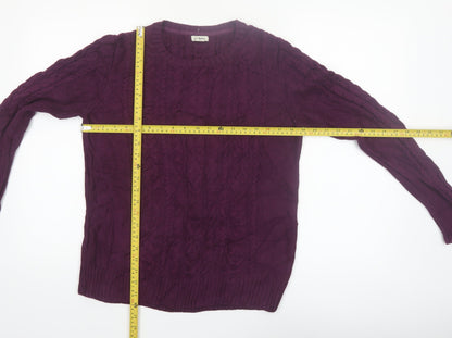 L.L. Bean Women's Purple Cotton Cable Knit Jumper M Regular