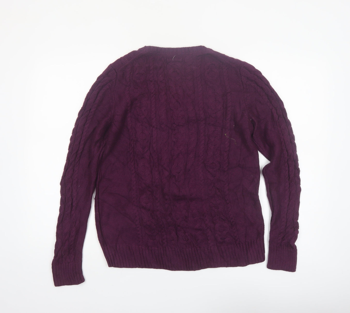 L.L. Bean Women's Purple Cotton Cable Knit Jumper M Regular