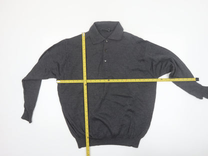 Daniel Hechter Men’s Grey Wool Collared Henley Jumper Size L