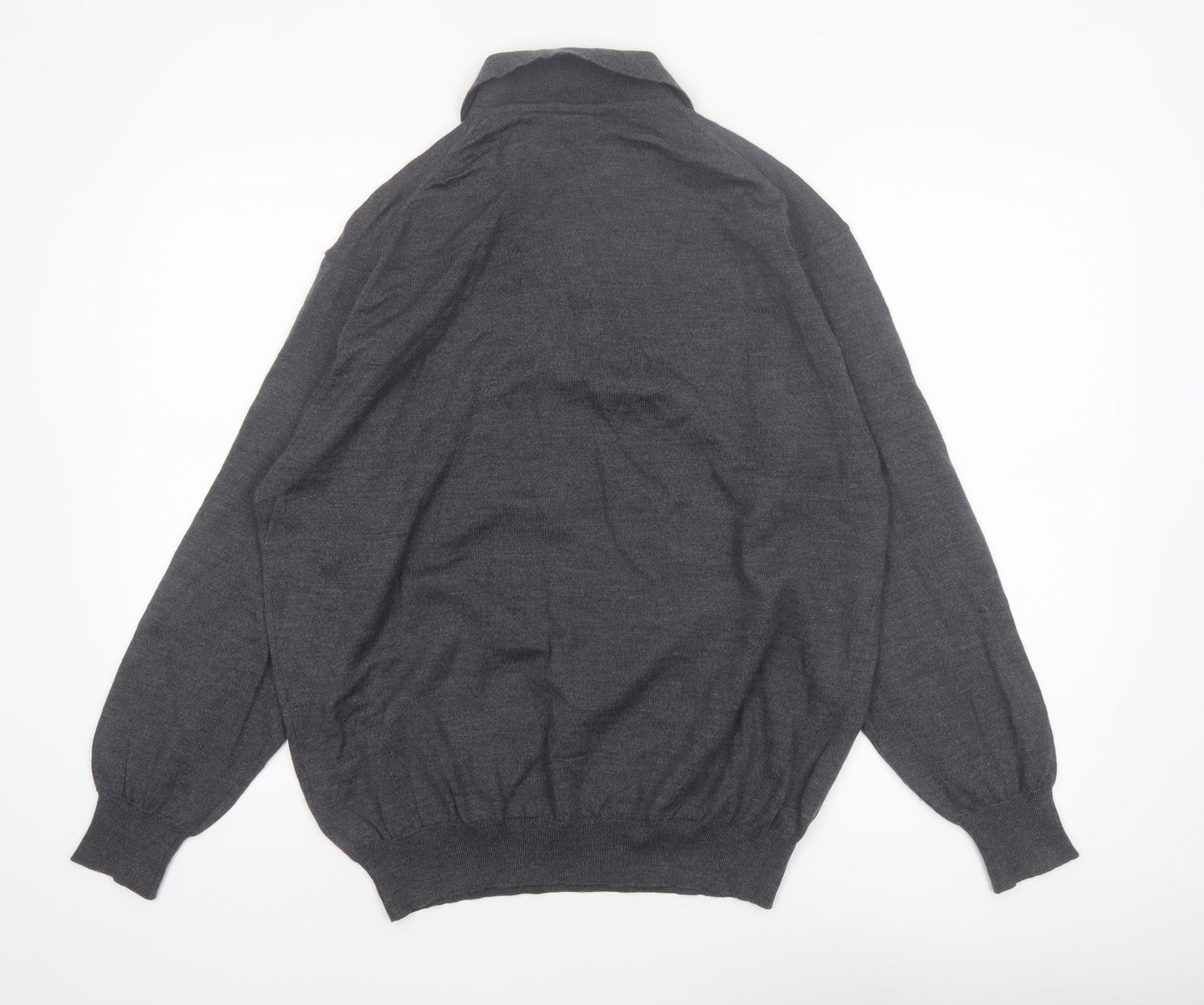 Daniel Hechter Men’s Grey Wool Collared Henley Jumper Size L