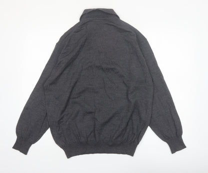 Daniel Hechter Men’s Grey Wool Collared Henley Jumper Size L