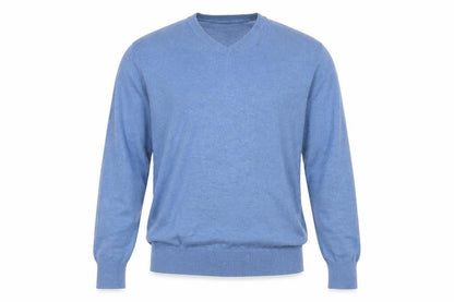 St John's Bay Men's Blue V-Neck Cotton Blend Jumper Size S