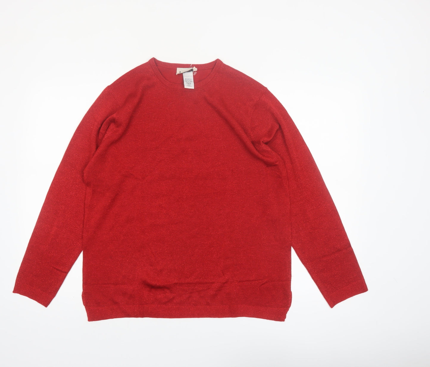 LEA Apparel Womens Red Crew Neck Long Sleeve Pullover Jumper L