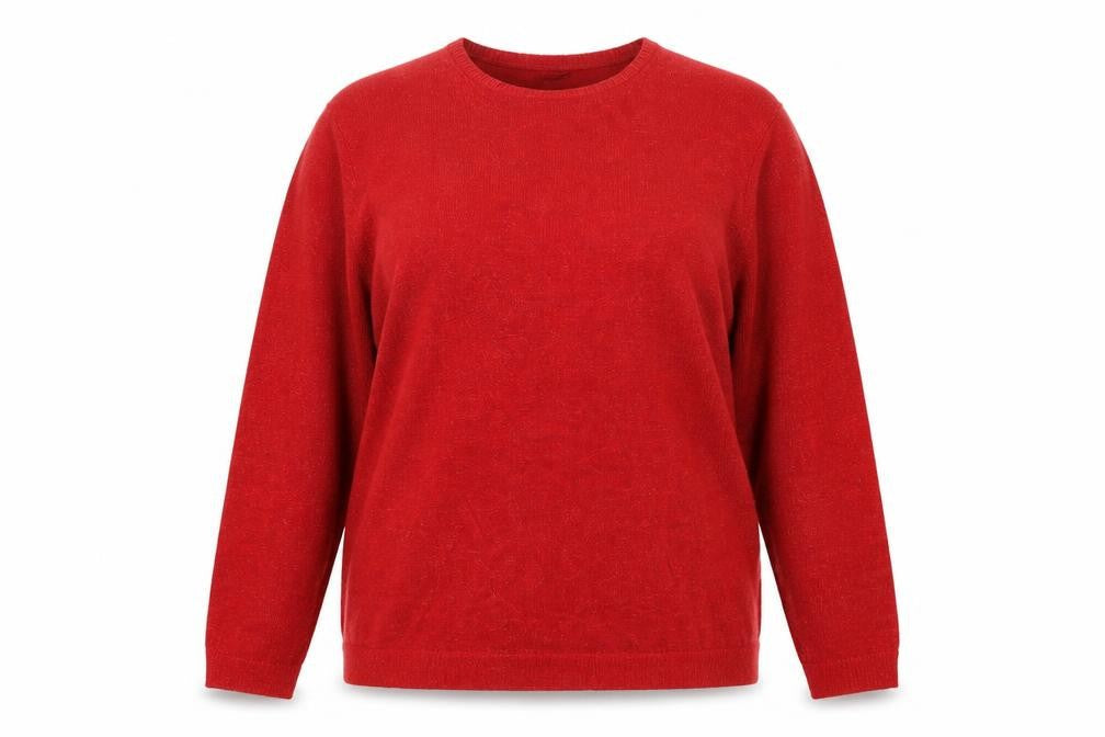 LEA Apparel Womens Red Crew Neck Long Sleeve Pullover Jumper L