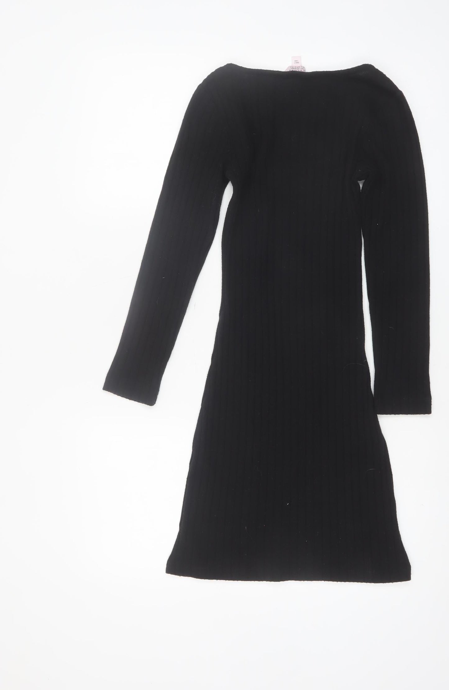 Miss Selfridge Petites Black Bodycon Long Sleeve Knit Dress UK 6