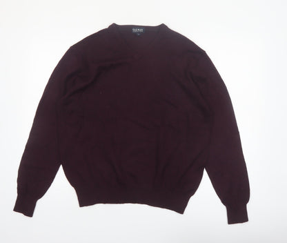 Gazman Mens Brown Wool V-Neck Jumper Size L Classic Fit