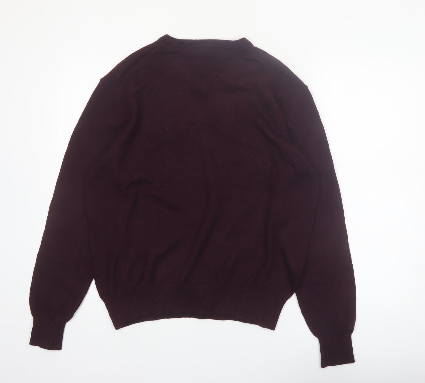 Gazman Mens Brown Wool V-Neck Jumper Size L Classic Fit