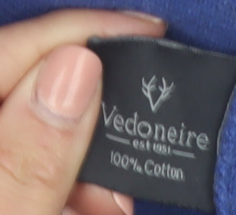 Vedoneire Mens Blue Cotton Half Zip Jumper L High Neck Classic