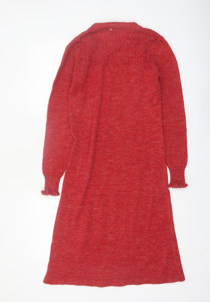 Hot Line by Mervyn's Womens Red Knit Sweater Dress Medium V-Neck