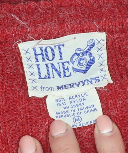 Hot Line by Mervyn's Womens Red Knit Sweater Dress Medium V-Neck