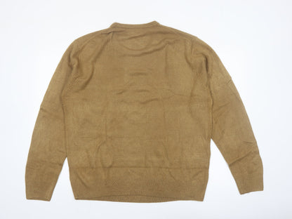 Dockers Men's Beige Acrylic Crew Neck Pullover Jumper XL