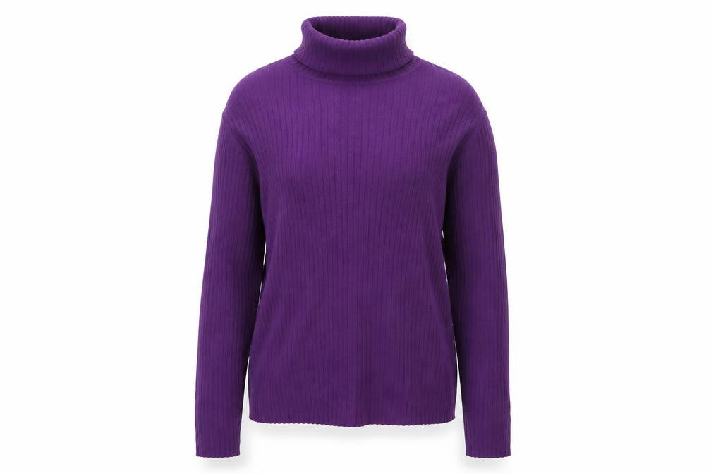 Kim Rogers Women's Purple Roll Neck Cotton Jumper Size L