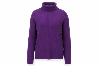 Kim Rogers Women's Purple Roll Neck Cotton Jumper Size L