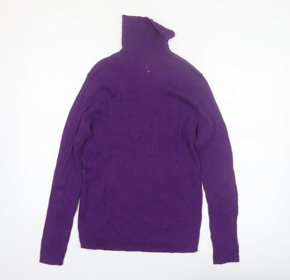 Kim Rogers Women's Purple Roll Neck Cotton Jumper Size L
