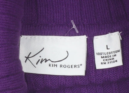 Kim Rogers Women's Purple Roll Neck Cotton Jumper Size L