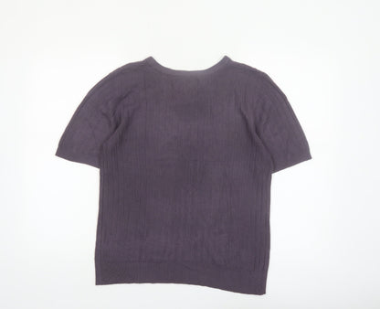 Sag Harbor Women’s Purple Short Sleeve Cable Knit Jumper Size L