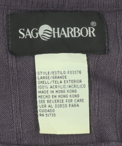 Sag Harbor Women’s Purple Short Sleeve Cable Knit Jumper Size L