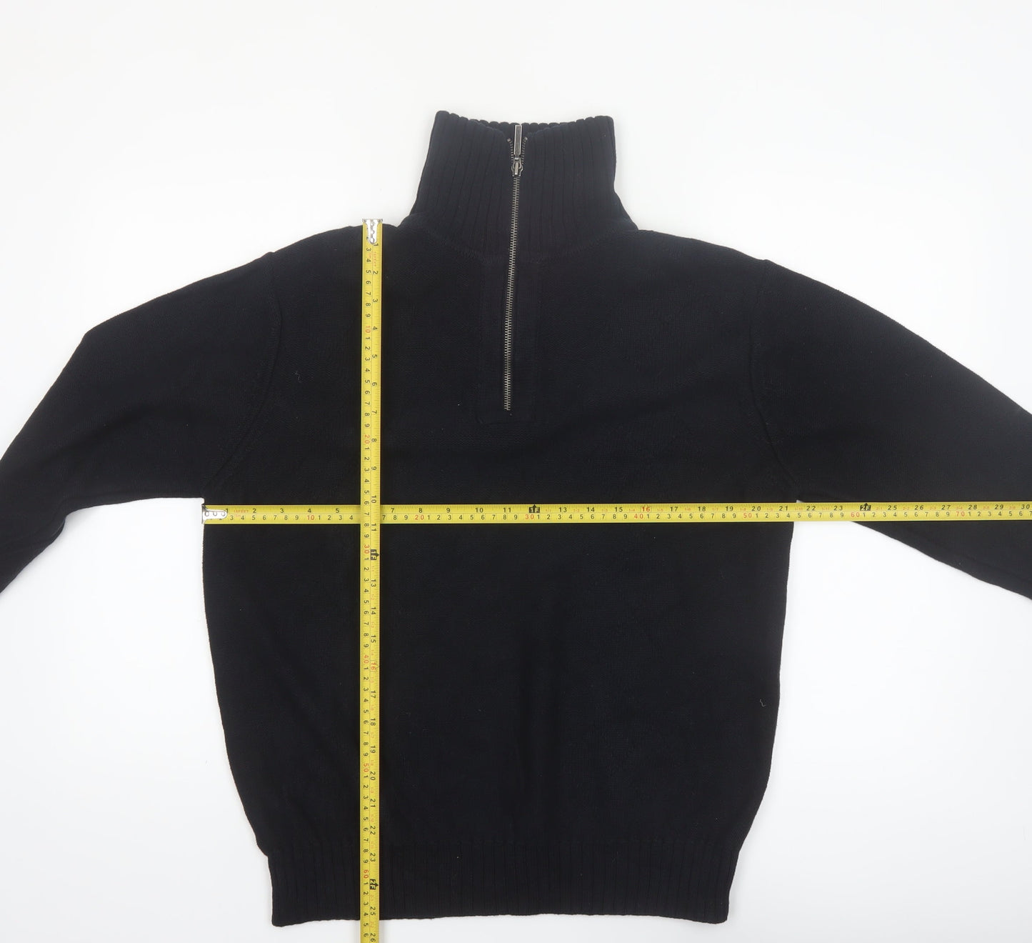 Geoffrey Beene Men's Black Cotton 1/2 Zip High Neck Jumper L