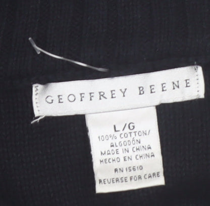 Geoffrey Beene Men's Black Cotton 1/2 Zip High Neck Jumper L